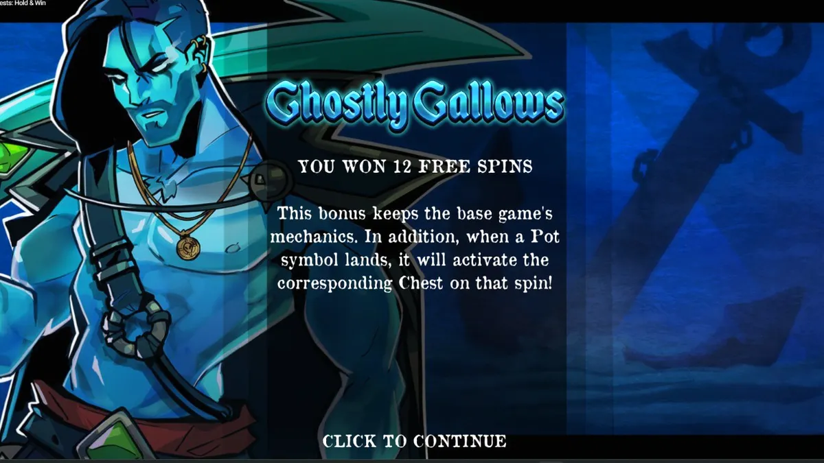 Tampilan visual slot 3 Cursed Chests dengan tema bajak laut dan peti harta karun