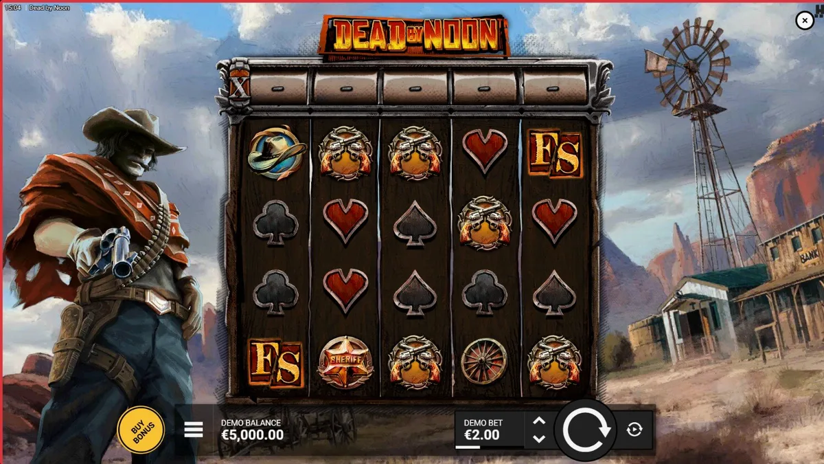 Suasana Wild West yang mencekam dalam slot Dead by Noon